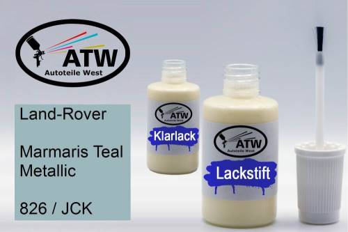 Land-Rover, Marmaris Teal Metallic, 826 / JCK: 20ml Lackstift + 20ml Klarlack - Set, von ATW Autoteile West.